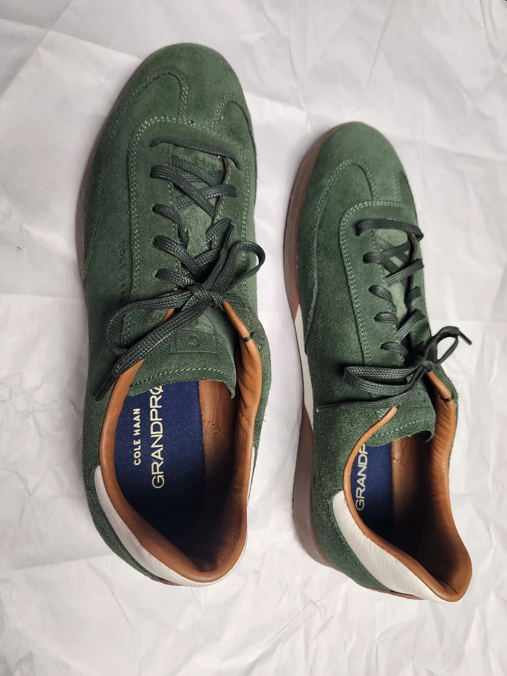Cole Haan Green Suede GrandPro Lace-Up Sneakers